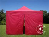 Tente pliante FleXtents PRO 4x8m Rouge, avec 6 cotés