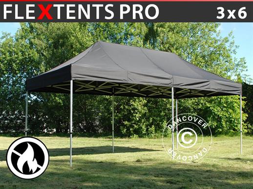 Vouwtent/Easy up tent FleXtents PRO 3x6m Zwart, Vlamvertragende