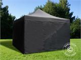 Tente pliante FleXtents PRO 4x4m Noir, Ignifugé, avec 4 cotés