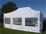 Vouwtent/Easy up tent FleXtents PRO 4x6m Wit, Vlamvertragende, inkl. 8 Zijwanden