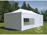 Faltzelt FleXtents PRO 4x8m Weiß, Flammenhemmend, mit 6 Seitenwänden