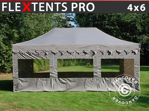 Vouwtent/Easy up tent FleXtents PRO "Morocco" 4x6m Latte, inkl. 6 zijwanden
