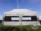Tente Pliante FleXtents PRO 3x6m Latte, avec 6 cotés & rideaux décoratifs