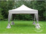 Vouwtent/Easy up tent FleXtents PRO 4x4m Latte, inkl. 4 decoratieve gordijnen
