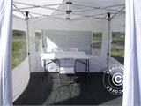 Tente pour visiteur FleXtents PRO 4x6m blanc, incl. 8 parois et 1 paroi de séparation transparente
