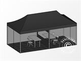Visitor tent FleXtents PRO 3x6 m Black, incl. 6 sidewalls and 1 transparent partition wall