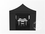 Tente pour visiteur FleXtents PRO 3x6m Noir, incl. 6 parois et 1 paroi de séparation transparente
