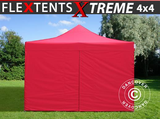 Tente pliante FleXtents Xtreme 60 4x4m Rouge, avec 4 cotés