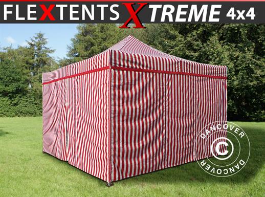 Namiot Ekspresowy FleXtents Xtreme 50 4x4m Pasiasty, 4 ściany boczne