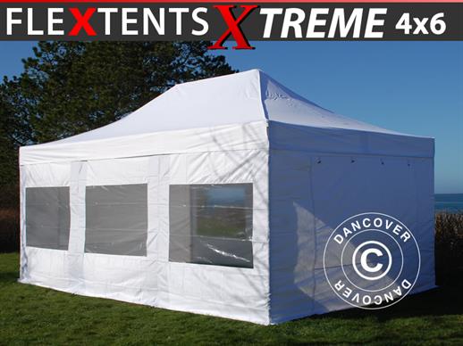 Vouwtent/Easy up tent FleXtents Xtreme 50 4x6m Wit, inkl. 8 Zijwanden