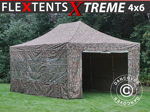Namiot Ekspresowy FleXtents Xtreme 50 4x6m Kamuflaż/Wojskowy, mq 8 ściany boczne