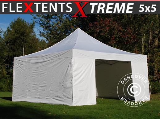 Vouwtent/Easy up tent FleXtents Xtreme 50 5x5m Wit, inkl. 4 Zijwanden