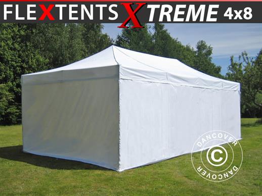 Tente pliante FleXtents Xtreme 50 4x8m Blanc, avec 6 cotés
