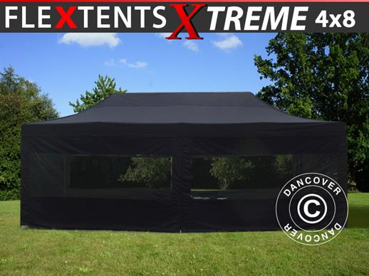 Namiot Ekspresowy FleXtents Xtreme 50 4x8m Czarny, mq 6 ściany boczne