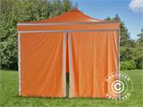 Tente pliante FleXtents PRO, Tente de chantier 3x3m Orange réfléchissant, avec 4 cotés