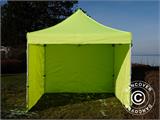 Vouwtent/Easy up tent FleXtents PRO 3x3m Neon geel/groen, inkl. 4 Zijwanden