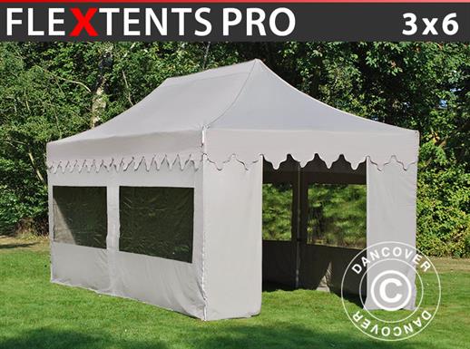 Vouwtent/Easy up tent FleXtents PRO "Morocco" 3x6m Latte, inkl. 6 zijwanden