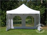 Tente pliante FleXtents PRO Vintage Style 4x4m Blanc, avec 4 cotés