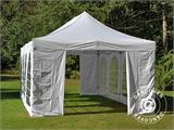 Faltzelt FleXtents PRO Vintage Style 4x8m Weiß, mit 6 Seitenwänden