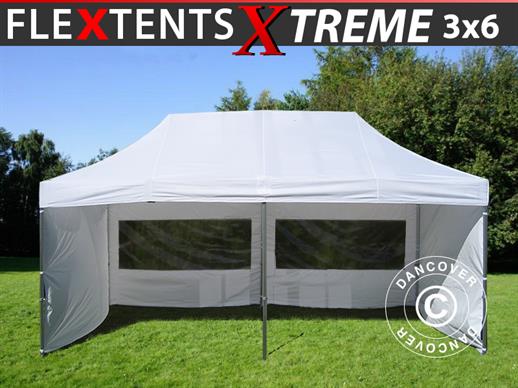 Tente pliante FleXtents Xtreme 3x6m Blanc, avec 6 cotés