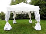 Tente Pliante FleXtents PRO "Wave" 3x3m Blanc, avec 4 rideaux decoratifs