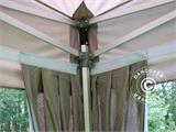 Tente Pliante FleXtents PRO "Peaked" 3x3m Latte, avec 4 rideaux decoratifs 