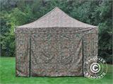 Vouwtent/Easy up tent FleXtents PRO 4x6m Camouflage/Militair, inkl. 8 Zijwanden