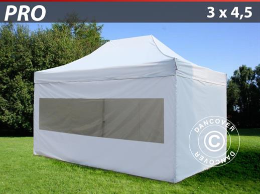 Tente pliante FleXtents PRO 3x4,5m Blanc, avec 4 cotés