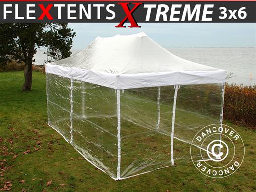 Tente pliante FleXtents Xtreme 3x6m Transparent, avec 6 cotés