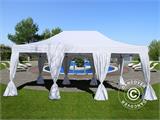 Vouwtent/Easy up tent FleXtents PRO 4x6m Wit, inkl. 8 zijwanden & 8 decoratieve gordijnen