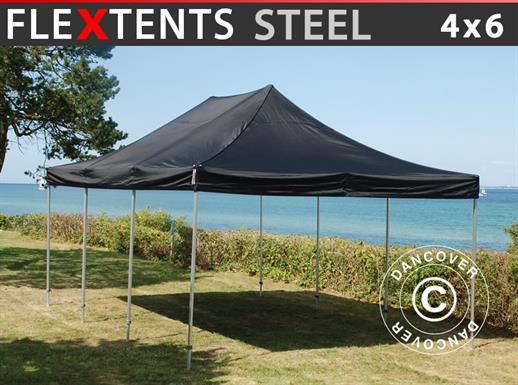 Vouwtent/Easy up tent FleXtents Steel 4x6m Zwart
