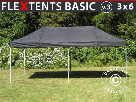 Vouwtent/Easy up tent FleXtents Basic v.3, 3x6m Zwart