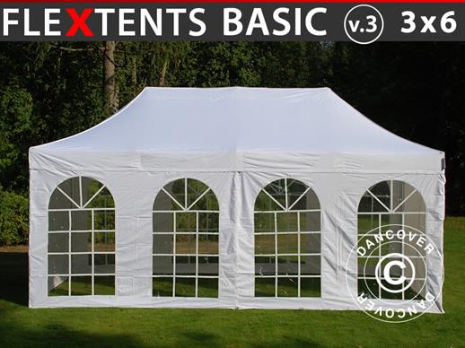 Namiot Ekspresowy FleXtents Basic v.3, 3x6m Biały, mq 4 ściany boczne