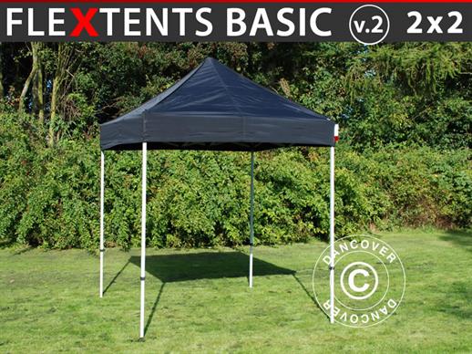 Vouwtent/Easy up tent FleXtents Basic v.2, 2x2m Zwart