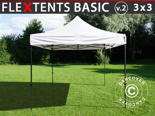 Tente pliante FleXtents Basic v.2, 3x3m Blanc