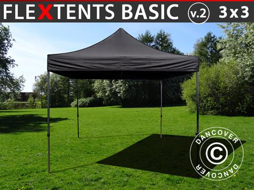 Vouwtent/Easy up tent FleXtents Basic v.2, 3x3m Zwart