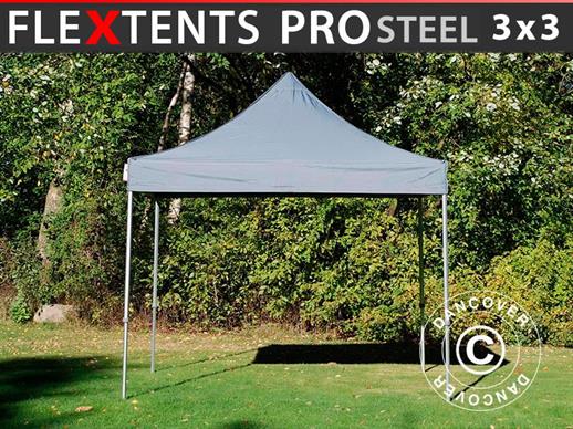 Vouwtent/Easy up tent FleXtents PRO Steel 3x3m Grijs