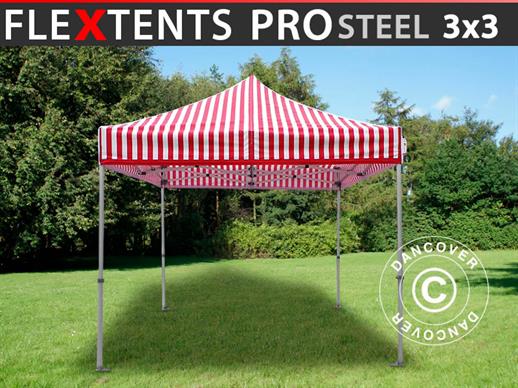 Vouwtent/Easy up tent FleXtents PRO Steel 3x3m Gestreept