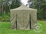 Pop up gazebo FleXtents PRO Steel 3x3 m Camouflage/Military, incl. 4 sidewalls