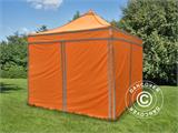 Tente pliante FleXtents PRO Steel, Tente de chantier 3x3m Orange réfléchissant, avec 4 cotés