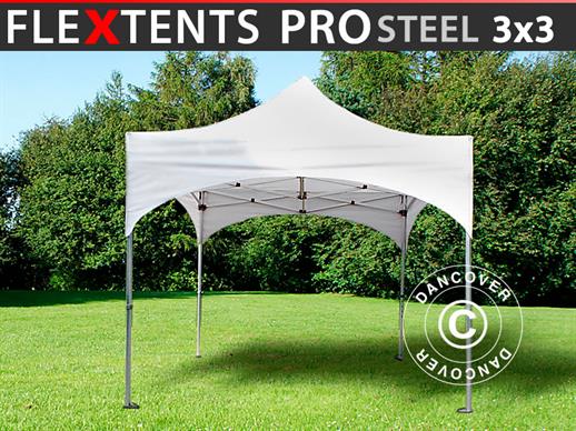 Vouwtent/Easy up tent FleXtents PRO Steel "Arched" 3x3m Wit