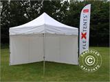 Vouwtent/Easy up tent FleXtents PRO Steel "Peaked" 3x3m Wit, inkl. 4 zijwanden