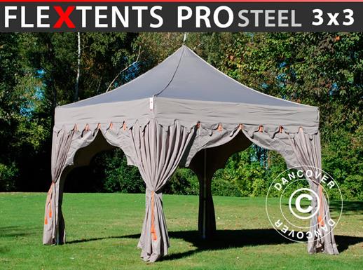 Namiot Ekspresowy FleXtents PRO Steel "Raj" 3x3m Latte/Pomaranczowy
