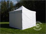 Vouwtent/Easy up tent FleXtents PRO Steel 3x3m Wit, Vlamvertragende, inkl. 4 Zijwanden