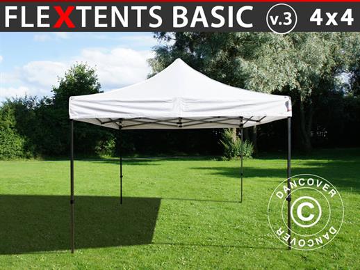 Vouwtent/Easy up tent FleXtents Basic v.3, 4x4m Wit