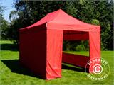 Brzo sklopivi paviljon FleXtents PRO Steel 3x4,5m, Crvena, uključ. 4 bočne stranice