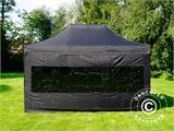 Brzo sklopivi paviljon FleXtents PRO Steel 3x4,5m, Crna, uključ. 4 bočne stranice