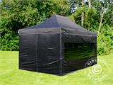 Brzo sklopivi paviljon FleXtents PRO Steel 3x4,5m, Crna, uključ. 4 bočne stranice