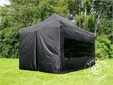 Brzo sklopivi paviljon FleXtents PRO Steel 3x4,5m, Crna, uključ. 4 bočne stranice