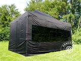 Brzo sklopivi paviljon FleXtents PRO Steel 3x4,5m, Crna, uključ. 4 bočne stranice